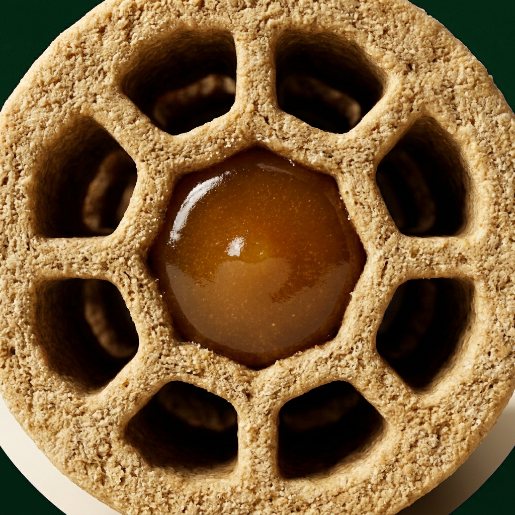 Close-up of the Lucent honeycomb chew and its active core